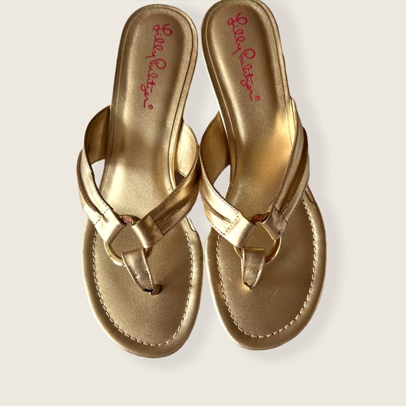 Lilly Pulitzer Shoes - Gold Lilly Pulitzer McKim Wedges size 8